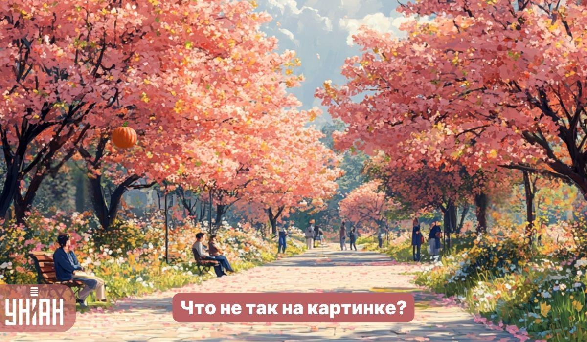 Leia 5 sekundiga imelik putukas sakura-puudega pargis: lihtne IQ test